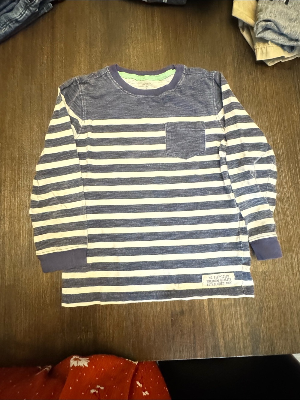 Carter's Navy and White Striped Long-Sleeve Tee